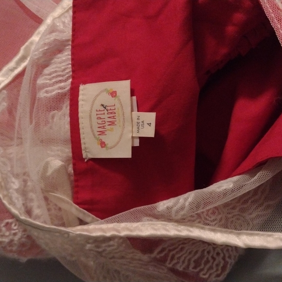 4T Magpie & Mable Layered Floral Embroidered Dress with Red Lining - Picture 5 of 6
